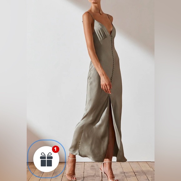 Shona Joy La Lune Bias Slip Dress - Us 6 - Sage - Picture 2 of 3